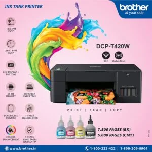 Brother DCP-T420W All-in One Ink Tank Refill System Printer with Built-in-Wireless Technology only at 13,400/-