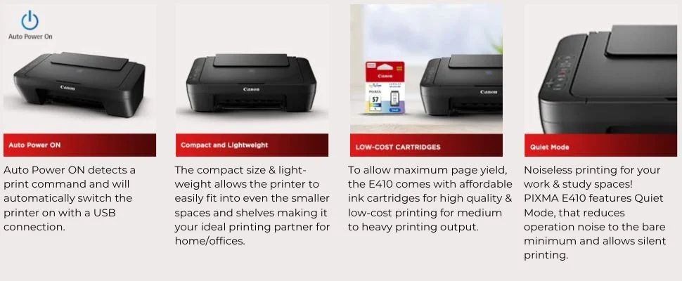 Canon Pixma E410 All-in-One Inkjet Printer (Black)-Best Affordable All in One Printer Under 5000
