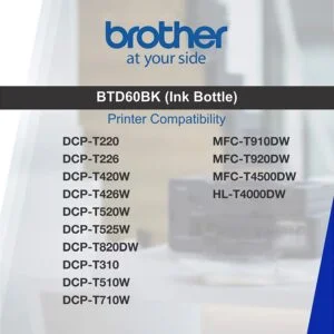 Brother BT-D60BK Ink Bottle (Black)-Ink Bottle Approx. 7500 pages in accordance with Brother original methodology using Test Patterns ISOI (7) Brother BT-D60BK Ink Bottle (Black)-Ink Bottle Approx. 7500 pages in accordance with Brother original methodology using Test Patterns ISOI (7)