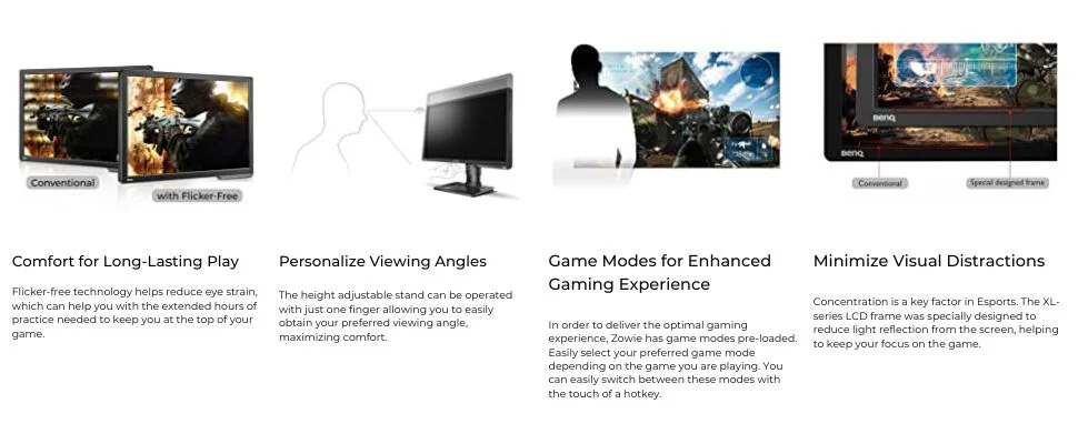 BenQ 24 Inch-XL2411P FHD LED Backlit TN Panel Height Adjustment, 3D, Swivel Adjustment, Flicker-Free Gaming Monitor (Response Time 1 ms, 144 Hz Refresh Rate)