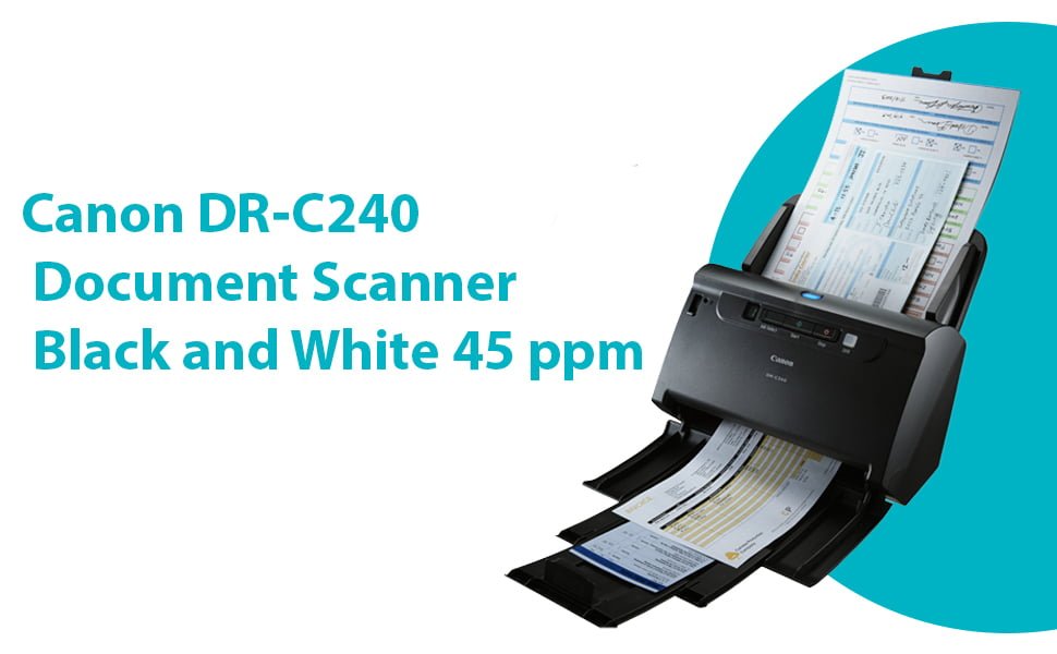 Canon DR-C240 Document Scanner Black and White 45 ppm