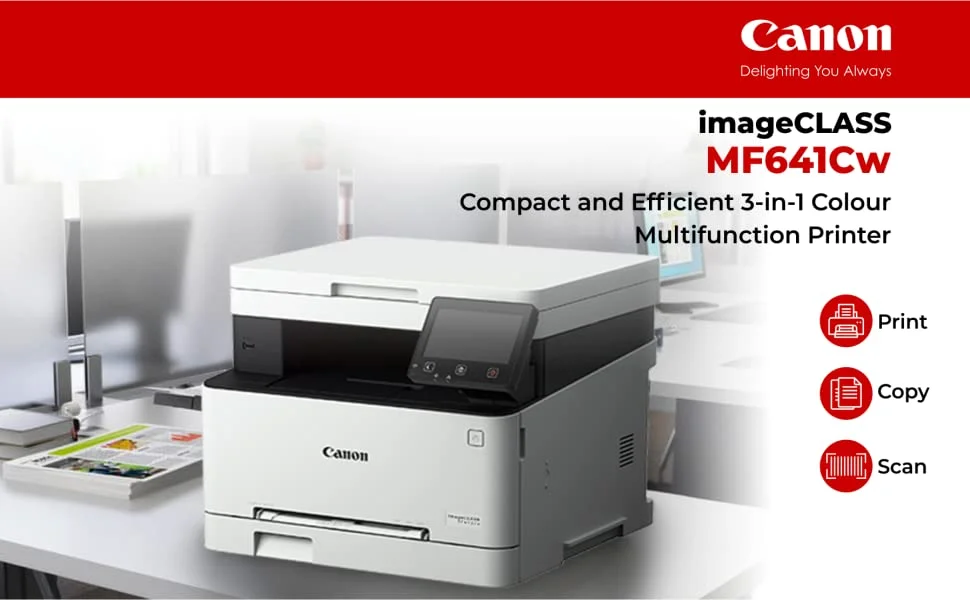 Canon imageCLASS MF641CW Multi-function WiFi Color Laser Printer (Black & White, Toner Cartridge)