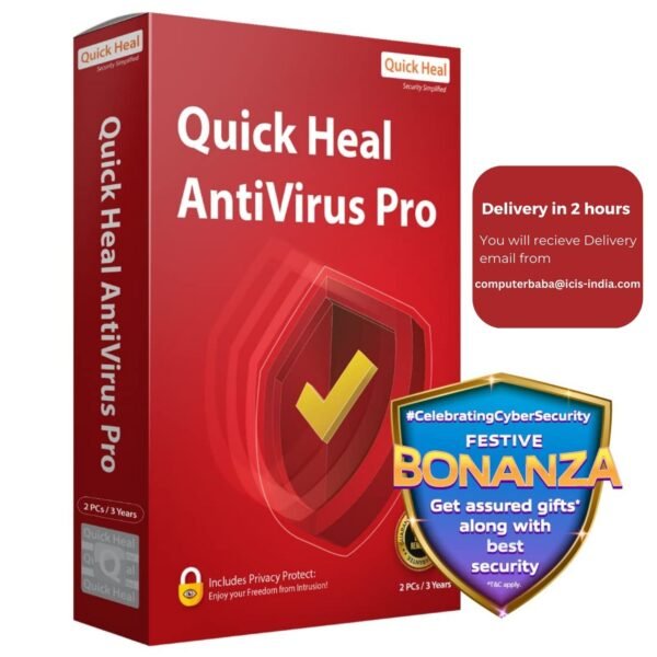 Quick Heal Antivirus Pro Latest Version - 2 PCs, 3 Years, No CD, mail Delivery in 2 hours – LS2, Best antivirus software At Best Price