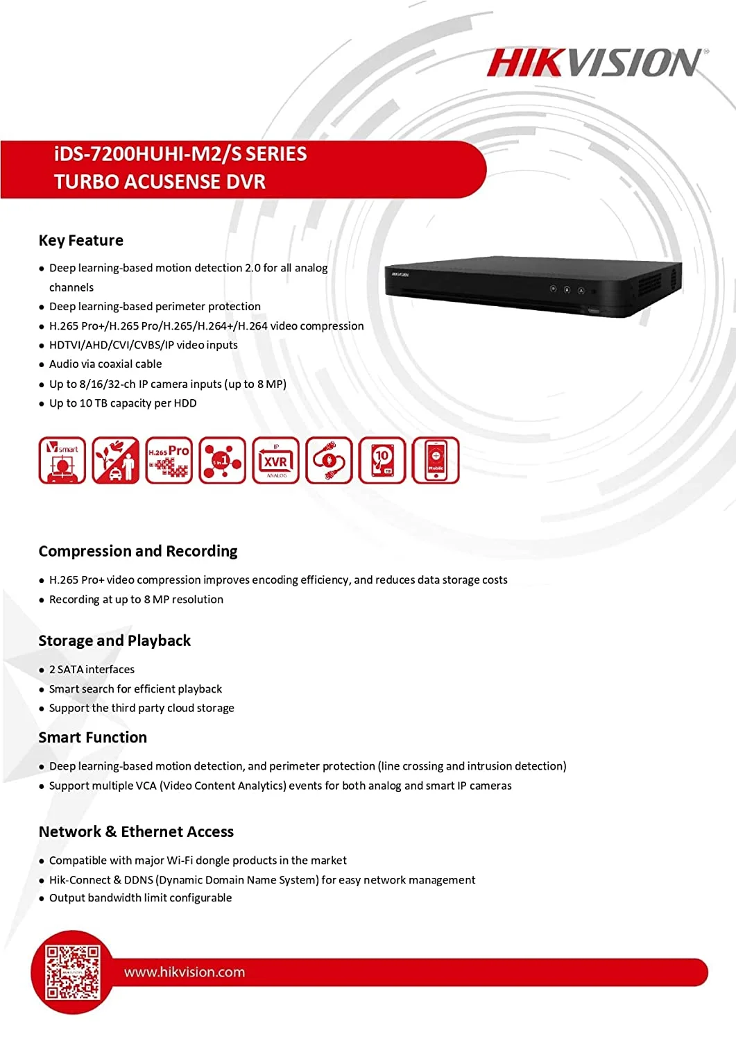 HIKVISION (5MP8MP, iDS-7216HUHI-M2S-2SATA) EVteQ Turbo AcuSense DVR, Face DetectionFalse Alarm Filter Face Recognition Metal Body DVR (5)
