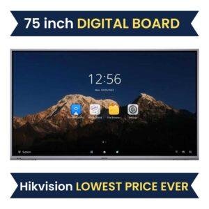 Hikvision DS-D5B75RB/C 75-inch Interactive Flat Panel, Digital Board for Schools, Offices, College, Online Teaching With 4k Resolution, 20px ultra fine writing, Built-in Wi-Fi, Looping-out display, Compatible with OPS/OPS-C devices, realizing smooth switch between built-in systems, Ultra-thin design with aluminum profile frame & much more