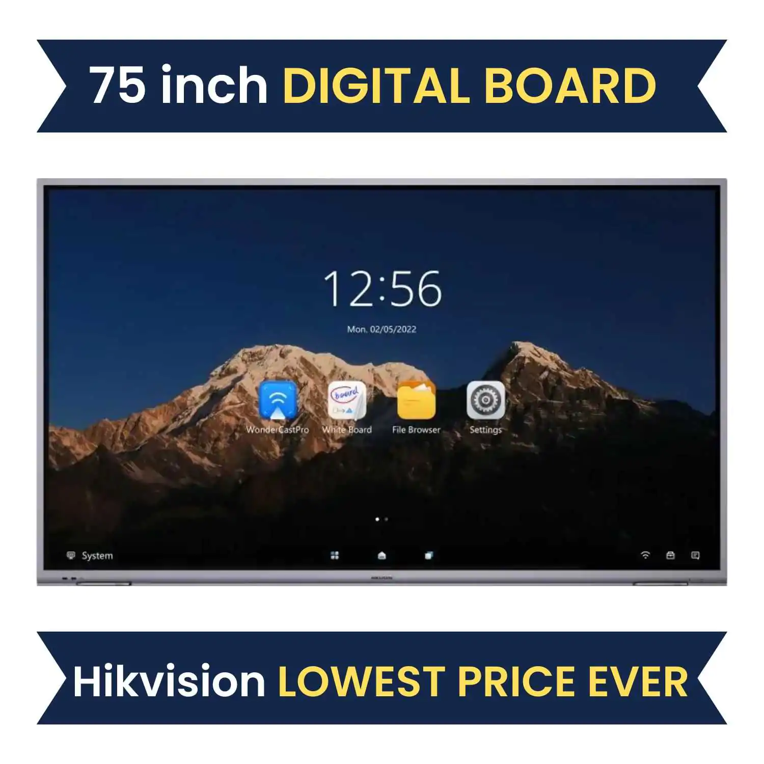 Hikvision DS-D5B75RB/C 75-inch Interactive Flat Panel, Digital Board for Schools, Offices, College, Online Teaching With 4k Resolution, 20px ultra fine writing, Built-in Wi-Fi, Looping-out display, Compatible with OPS/OPS-C devices, realizing smooth switch between built-in systems, Ultra-thin design with aluminum profile frame & much more