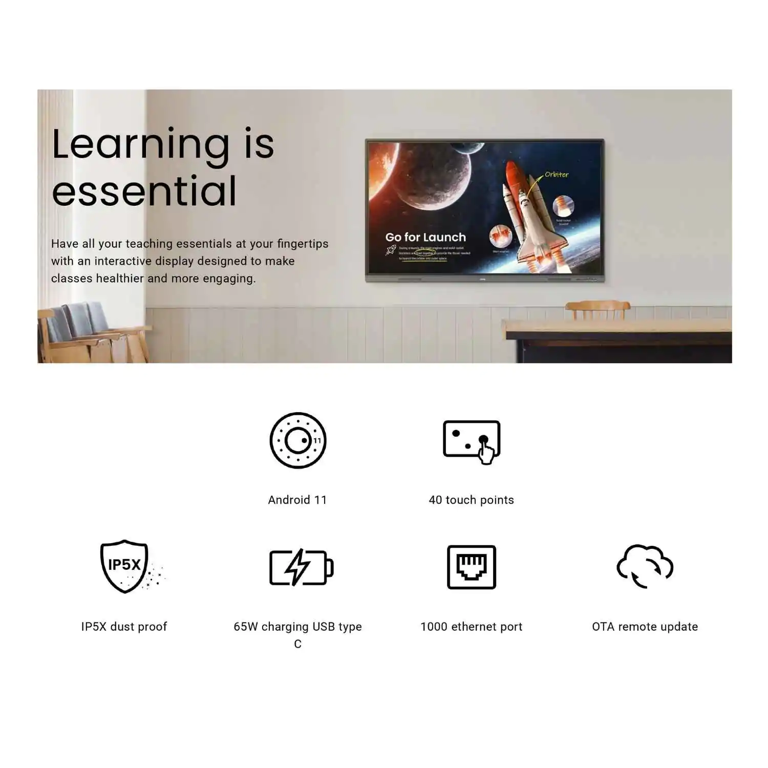 BenQ RE6503 65-Inch Interactive Digital Board 4k for Education, Teaching, Offices, Colleges, Online Classes, Youtube With Android 11 OS (3) BenQ RE6503 65-Inch Interactive Digital Board 4k for Education, Teaching, Offices, Colleges, Online Classes, Youtube With Android 11 OS (3)