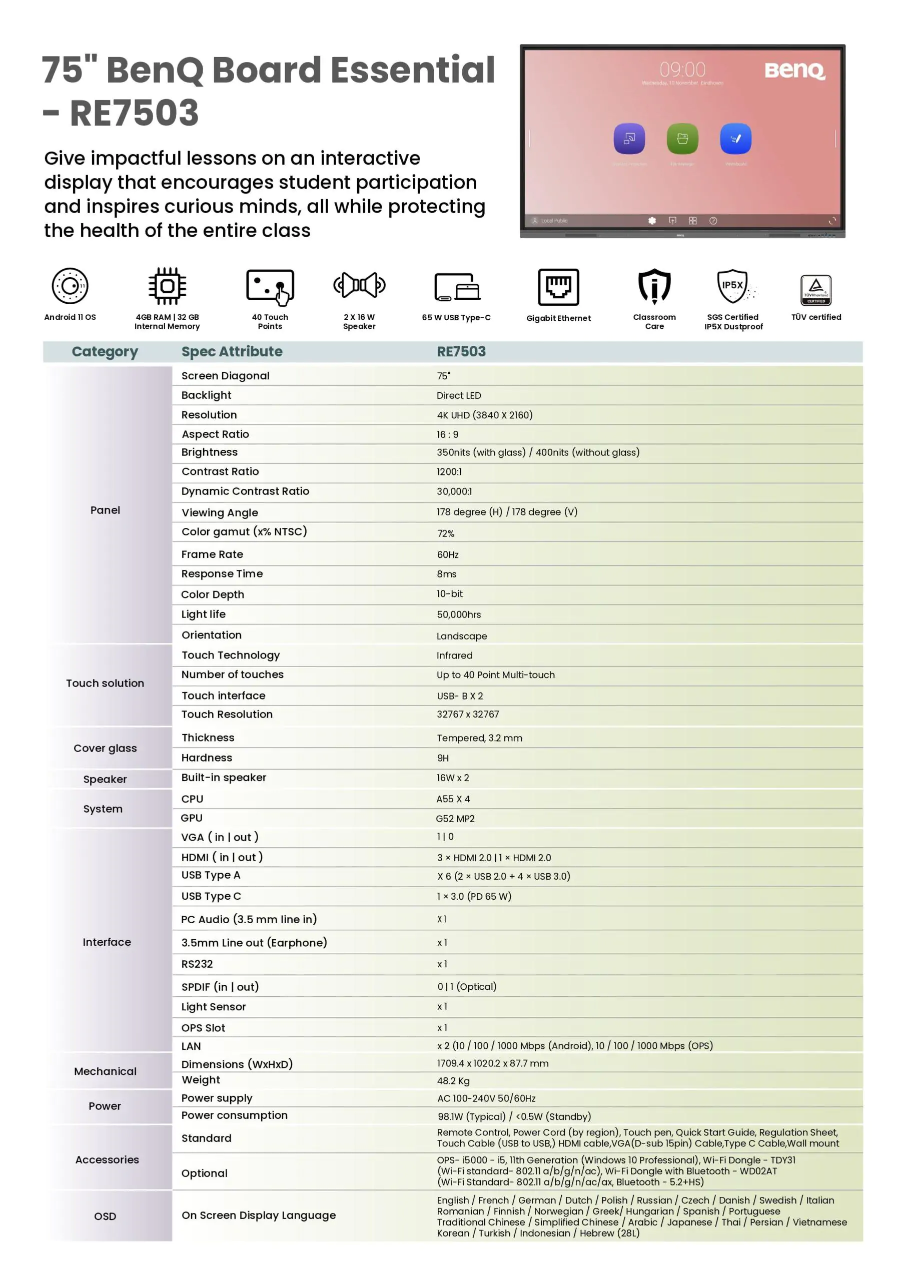 Best 75 inch interactive flat panel, digial board, interactive panel